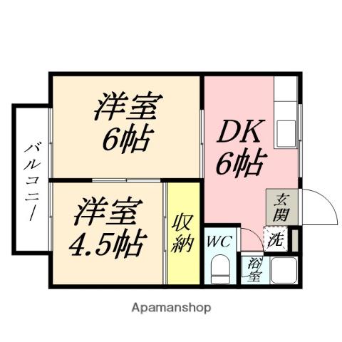 コーポ本郷(2DK/2階)の間取り写真