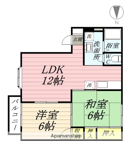 コーポ・カサブランカ(2LDK/2階)の間取り写真