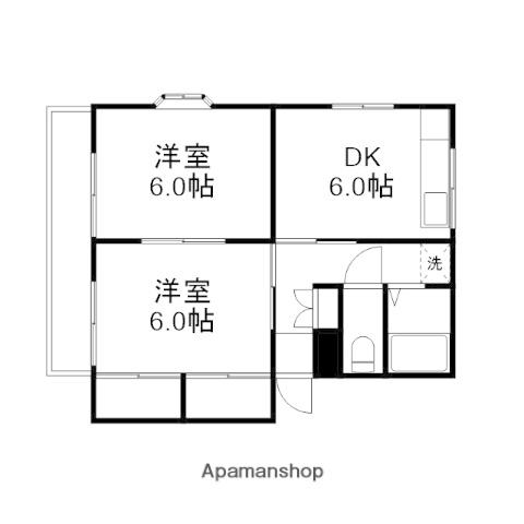 リバーサイド花里C(2DK/1階)の間取り写真