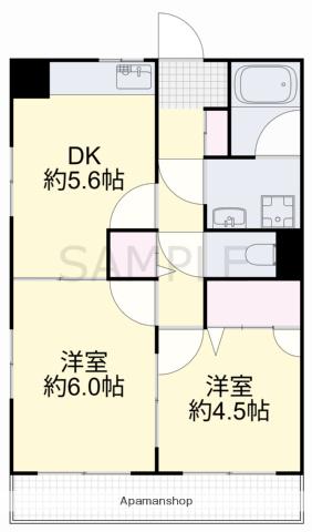 メゾン・ドゥ・フクセン(2DK/2階)の間取り写真