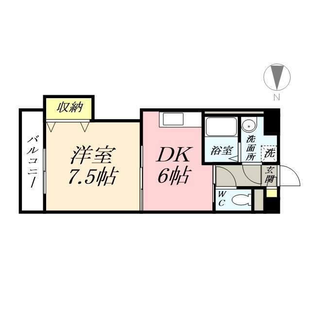 ピュアベルデ医大南(1DK/2階)の間取り写真