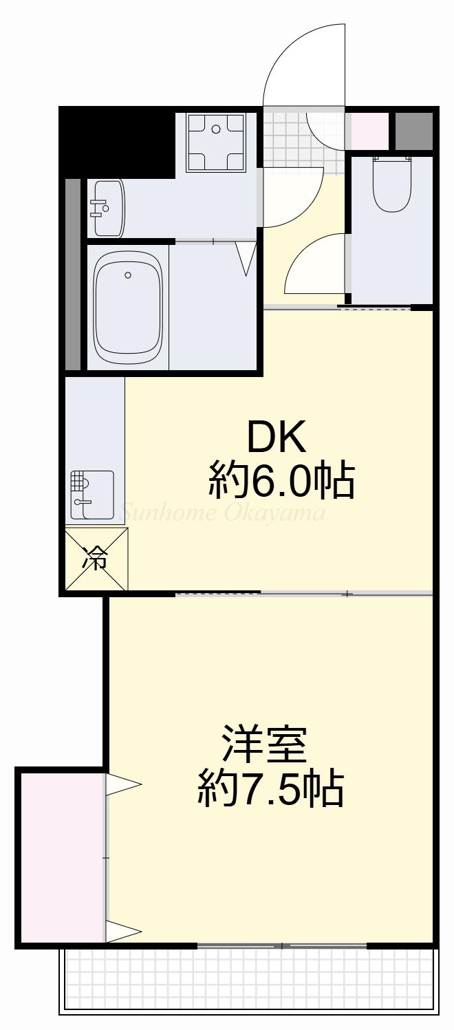 ピュアベルデ医大南(1DK/1階)の間取り写真