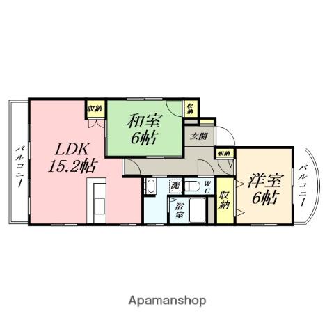 サンハイム岡町(2LDK/2階)の間取り写真