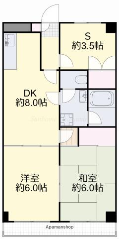 上杉第3ビル野田(2SDK/7階)の間取り写真