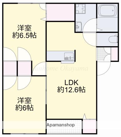 サンフラワーC棟(2LDK/2階)の間取り写真