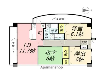 アルファステイツ東古松(3LDK/6階)の間取り写真