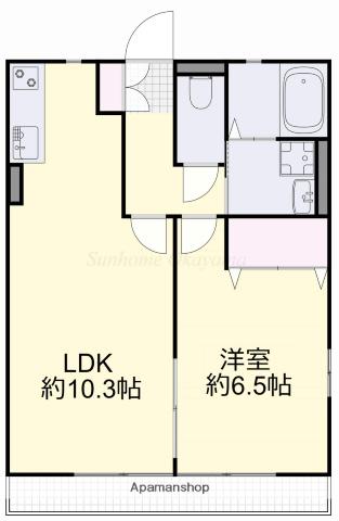 VILLA FELICE A棟(1LDK/1階)の間取り写真
