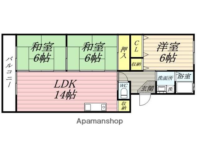 サバ—ヴ西坂(3LDK/3階)の間取り写真