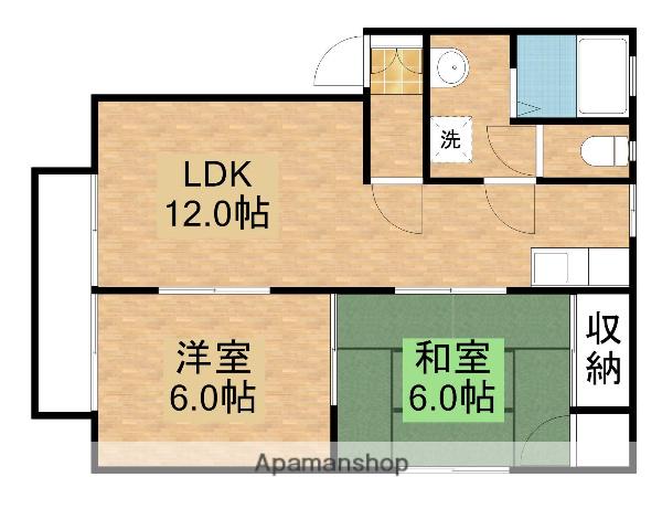 ディアス関Ⅰ(2LDK/1階)の間取り写真