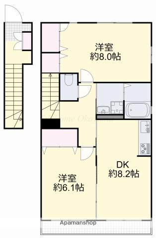 ファーストコートB(2DK/2階)の間取り写真