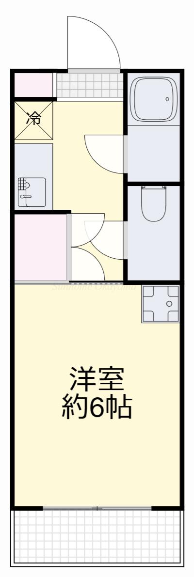 カレッジハイツ岡山(1K/2階)の間取り写真