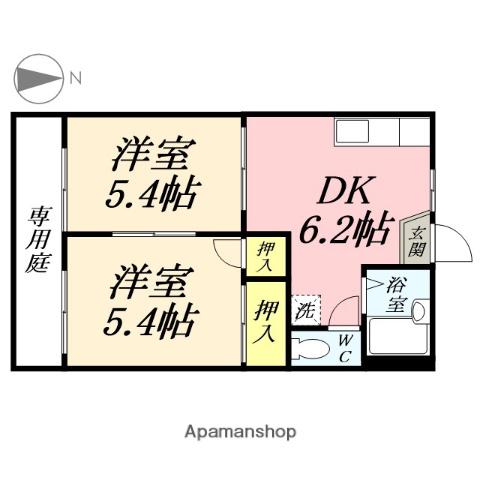 パークハイツA棟(2DK/1階)の間取り写真