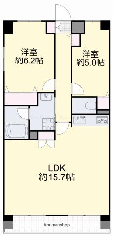 ル・サンク西市(2LDK/1階)の間取り写真