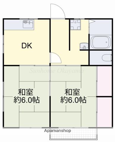 グリーンハイツA(2DK/2階)の間取り写真