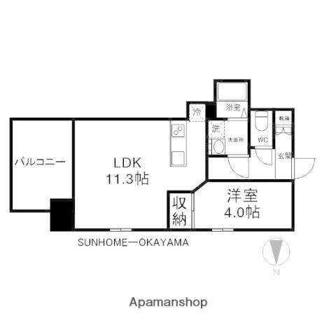 GRAND ETERNA岡山Ⅲ(1LDK/2階)の間取り写真