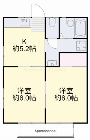 メゾン上道(2K/2階)の間取り写真