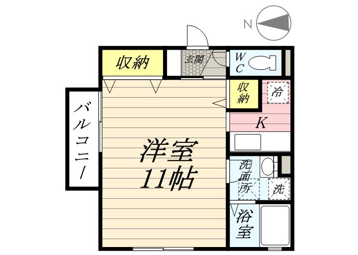 第5関ニューバリヤ(ワンルーム/1階)の間取り写真