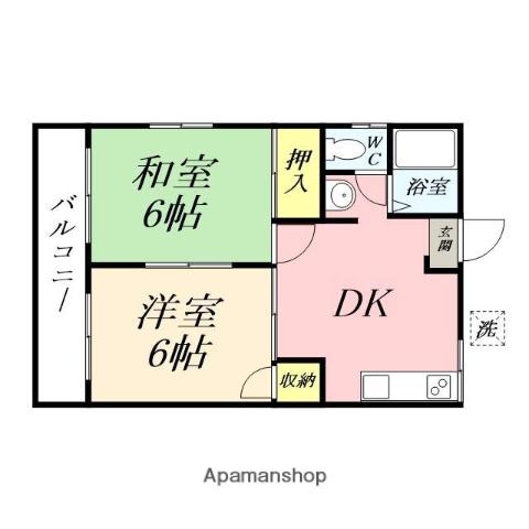 コーポすずらん(2DK/2階)の間取り写真