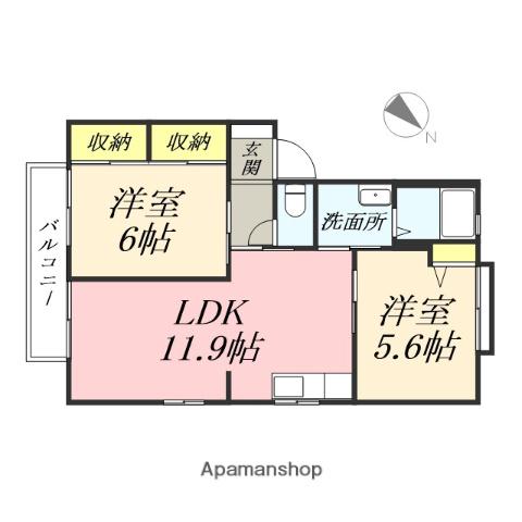 シャーメゾンボヌールⅢ番館(2LDK/2階)の間取り写真