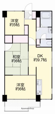 メゾンド岡文館(3DK/7階)の間取り写真