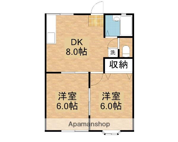 エトワール東岡山(2DK/1階)の間取り写真