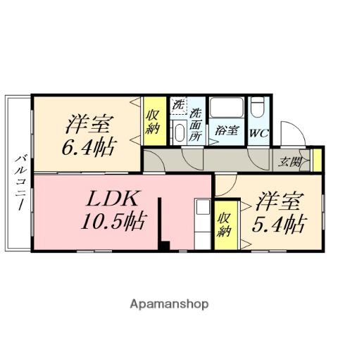 グランフィネス(2LDK/2階)の間取り写真