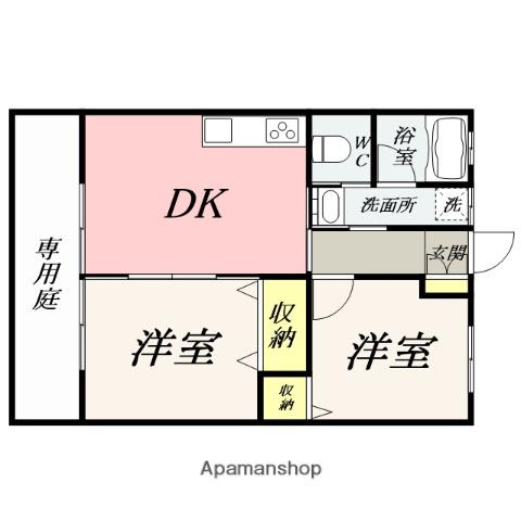 西之町コーポ(2DK/1階)の間取り写真