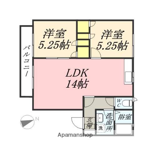 パインパレス G棟(2LDK/2階)の間取り写真
