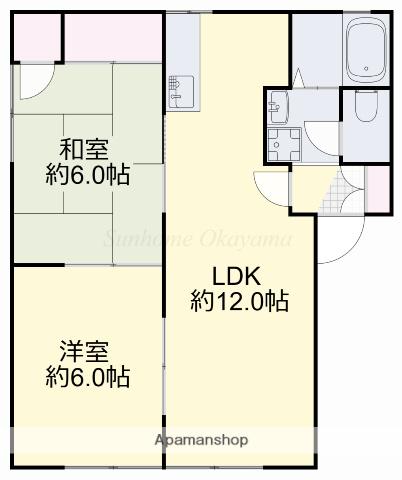 エヴァグリーンハイツA(2LDK/2階)の間取り写真
