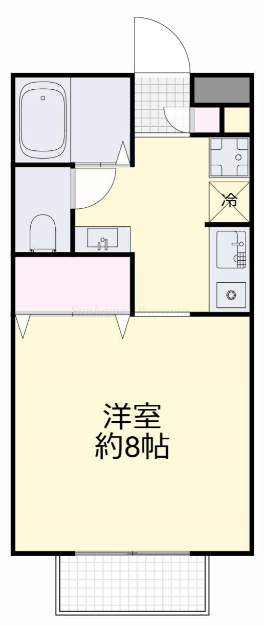 ベール花尻B棟(1K/2階)の間取り写真
