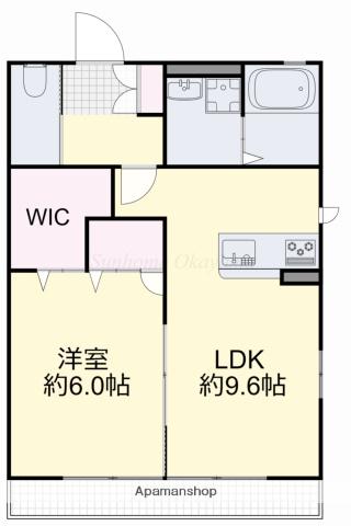 アヴィニールA(1LDK/1階)の間取り写真
