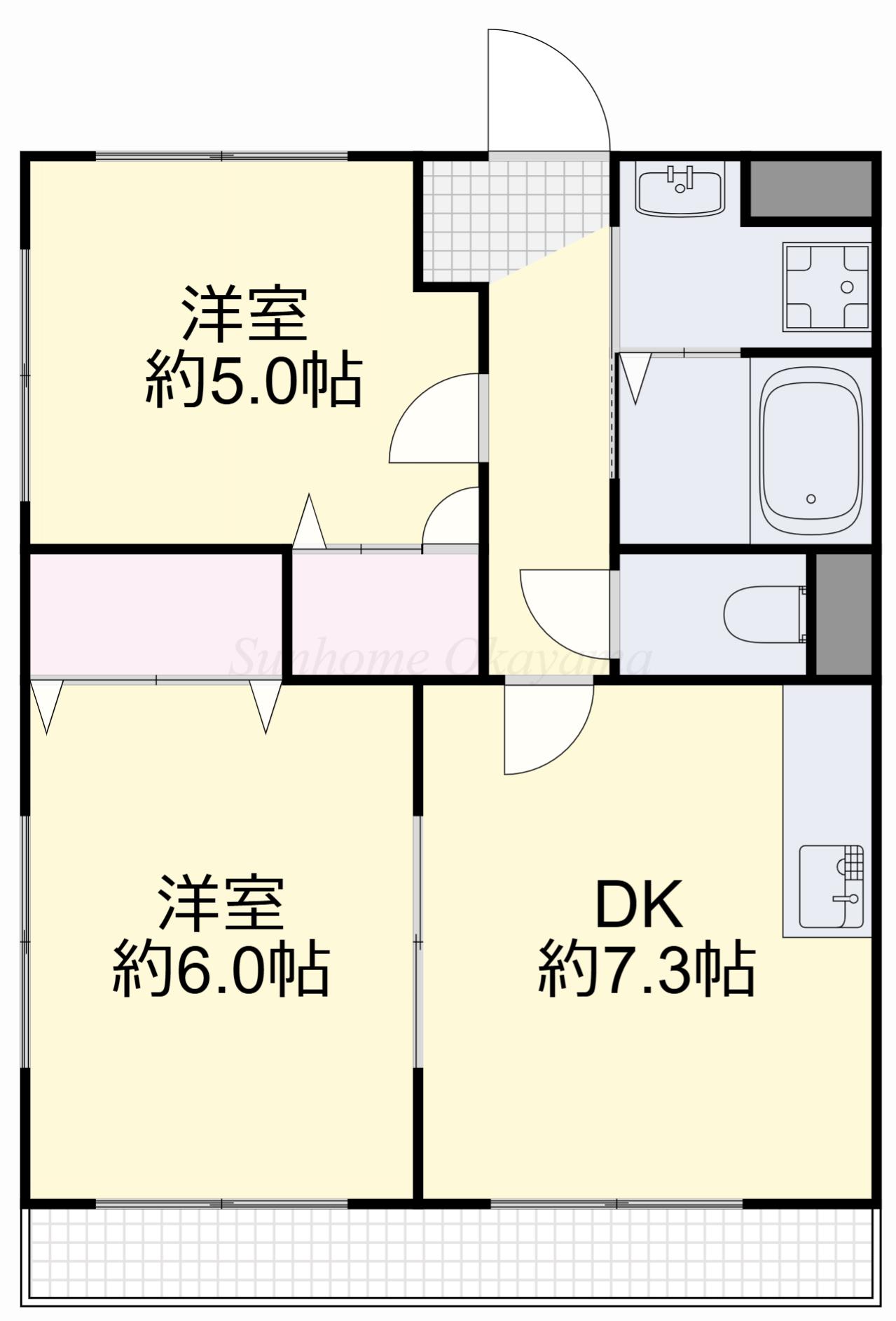 オルセーメゾンE(2DK/2階)の間取り写真