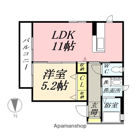 シャーメゾン野田(1LDK/2階)の間取り写真