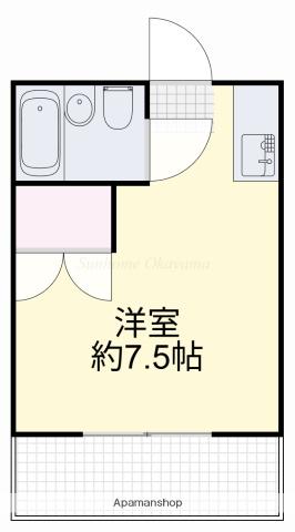 ホープ伊島B棟(ワンルーム/3階)の間取り写真