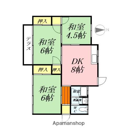 岡山電軌東山本線 東山・おかでんミュージアム駅駅 徒歩85分 1階建 築38年(3DK)の間取り写真
