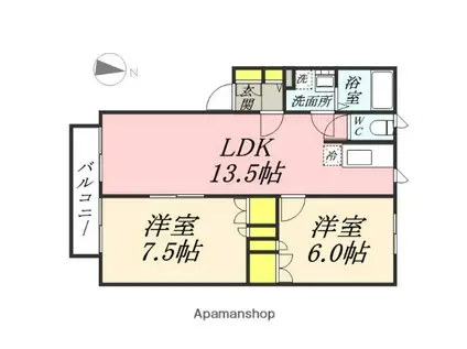 イーグレット5(2LDK/2階)の間取り写真