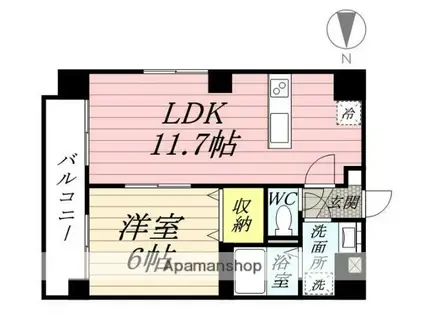 エルベ瓦町(1LDK/5階)の間取り写真