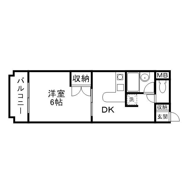 アルファ東古松Ⅱ(1DK/1階)の間取り写真