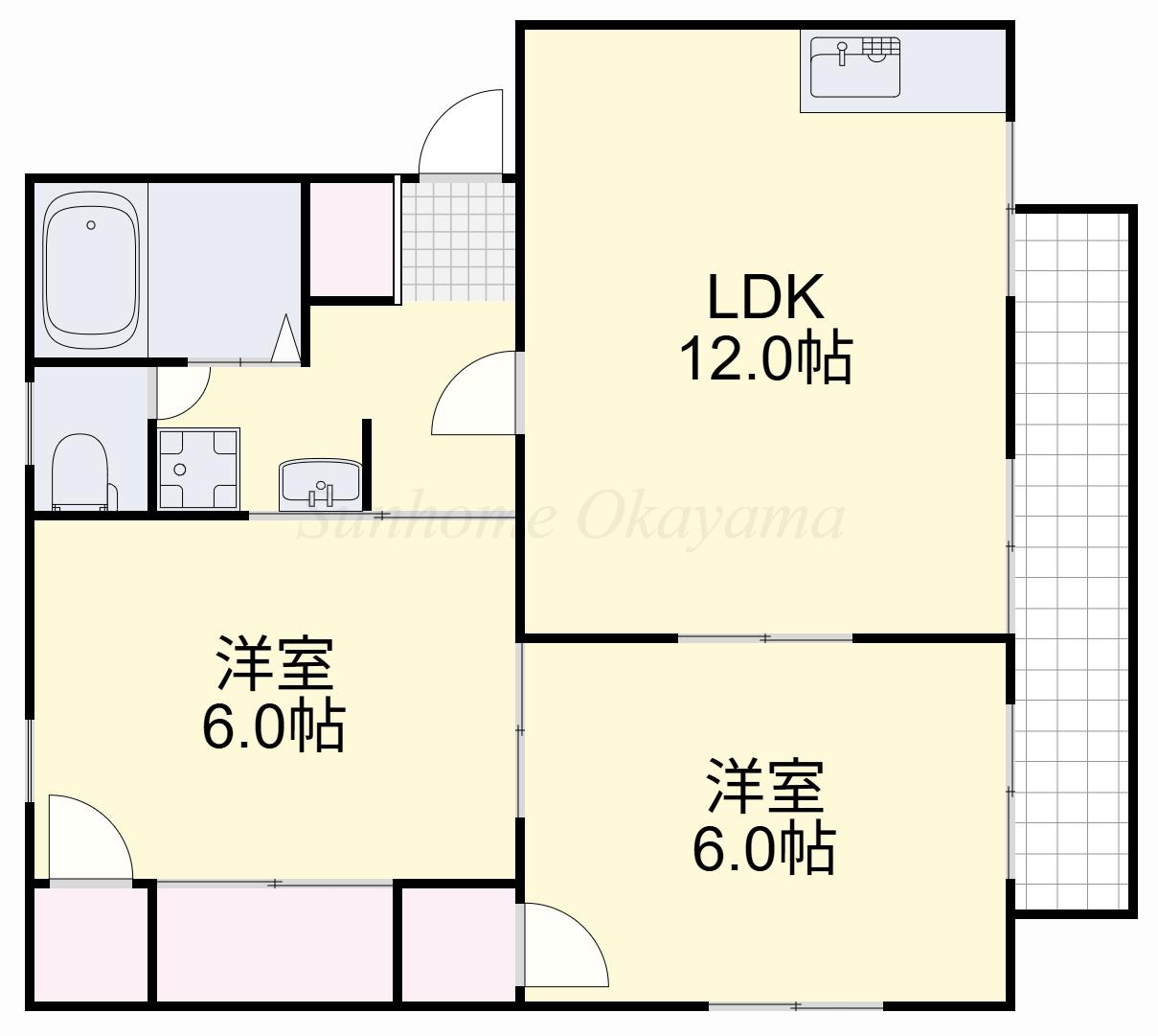 ソルメール(2LDK/1階)の間取り写真