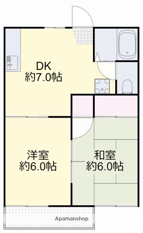 フレグランス関B(2DK/2階)の間取り写真