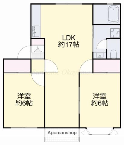 クレセント松新(2LDK/2階)の間取り写真