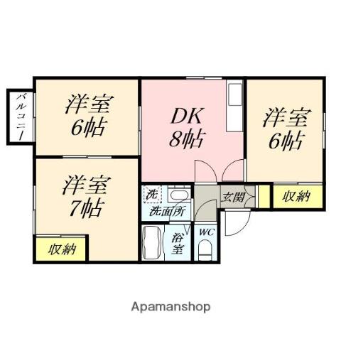 コーポ高木A(3DK/2階)の間取り写真