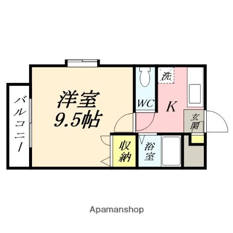 ウィスティリア(1K/2階)の間取り写真