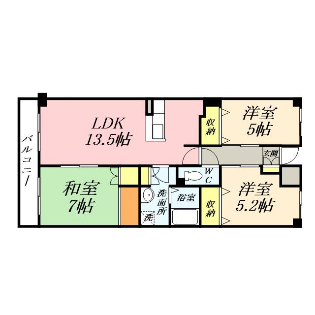 クレストコート門田(3LDK/1階)の間取り写真