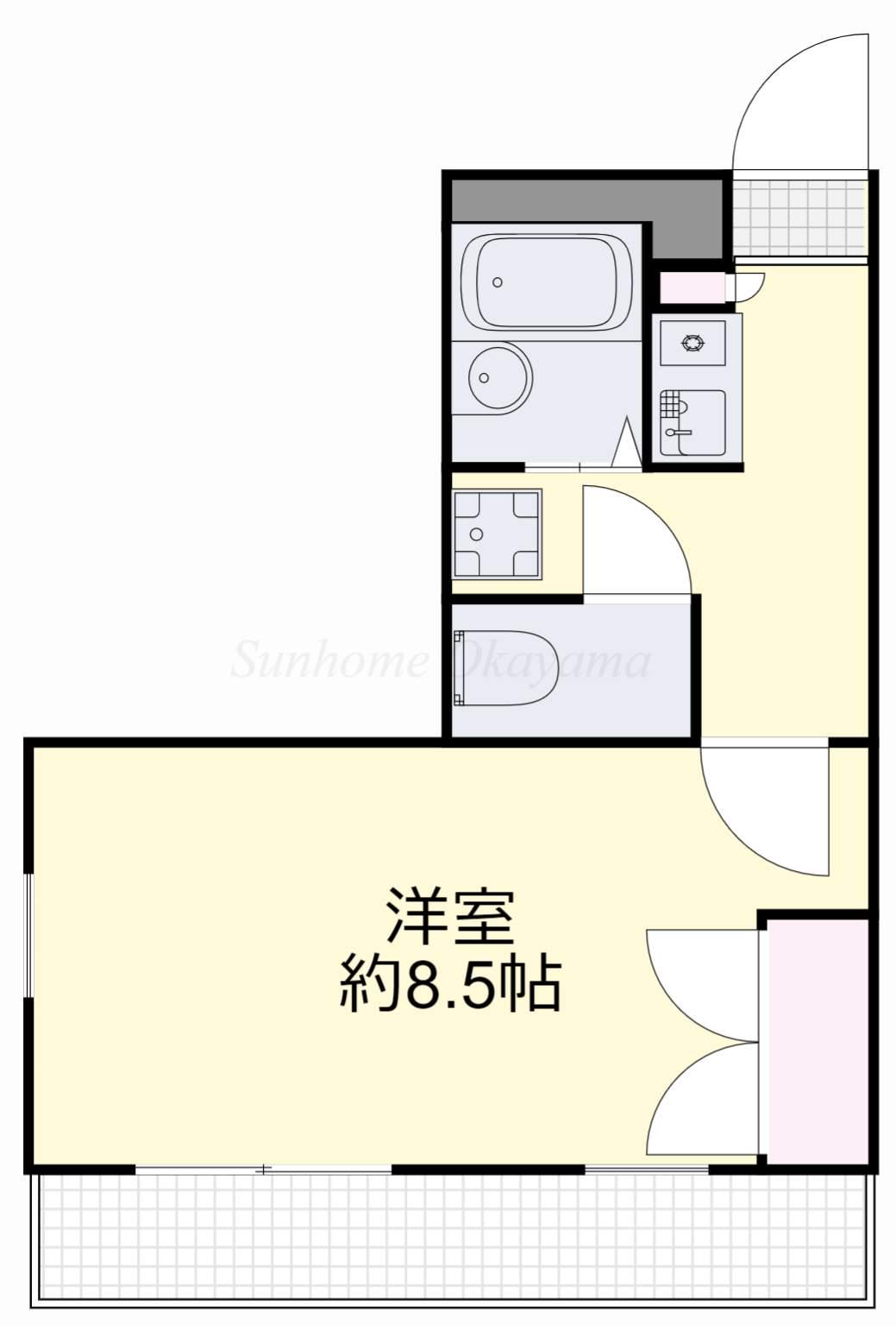 フローラ都紀Α(1K/1階)の間取り写真