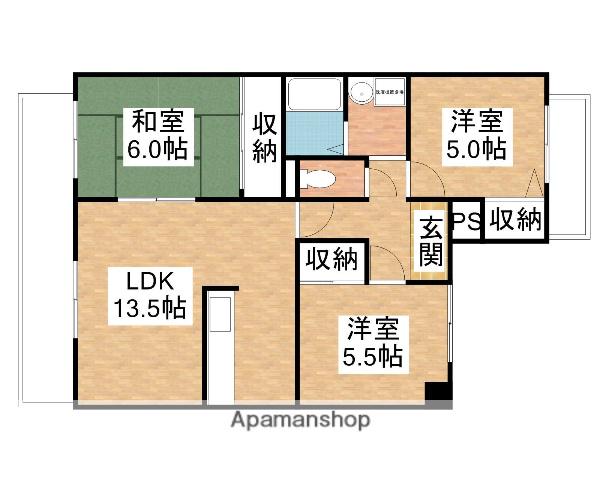清幸マンション野田(3LDK/7階)の間取り写真