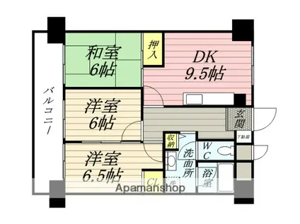 清幸マンション野田(3DK/6階)の間取り写真