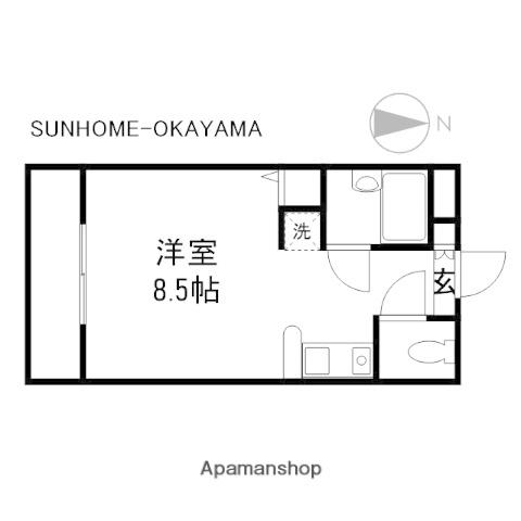 河合レジデンス(1K/2階)の間取り写真