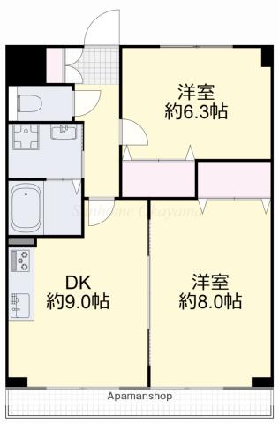 グランドライフJK(2DK/8階)の間取り写真