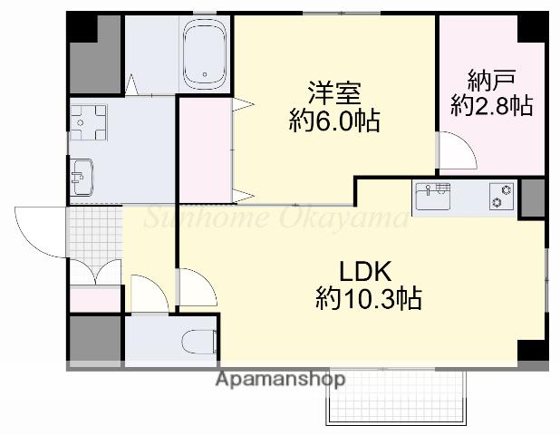 ファルマプラス(1LDK/6階)の間取り写真